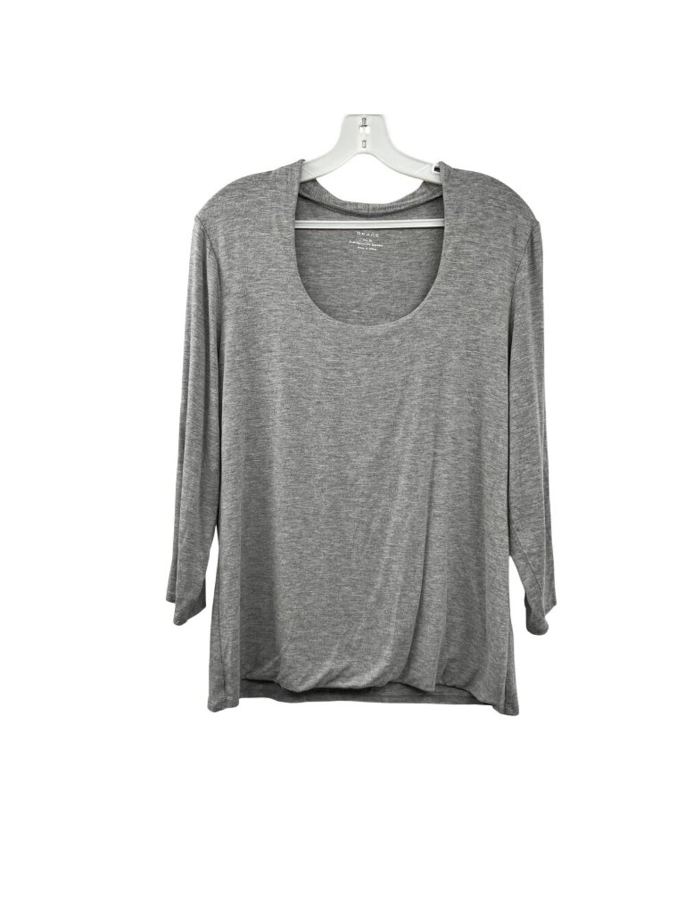 GRACE Womens Scoop Neck Top Gray 3/4 Sleeve Size XL - Picture 1 of 8